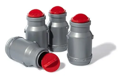 Produktbild: Rolly Toys rollyMilk 4er Set Milchkannen für Trettraktor mit Transportmulde (befüllbar, inkl. abnehmbarem Deckel) 409389