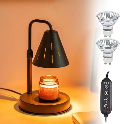 Produktbild: Romadedi Candle Warmer Kerzenwärmer Lampe：mit 2/4/8-Stunden-Timer Dimmbarer Duftlampe Elektrisch für Duftkerzen Kerzen Wärmelampe für Deko Wohnzimmer Schlafzimmer Zimmer Weihnachten Geschenke