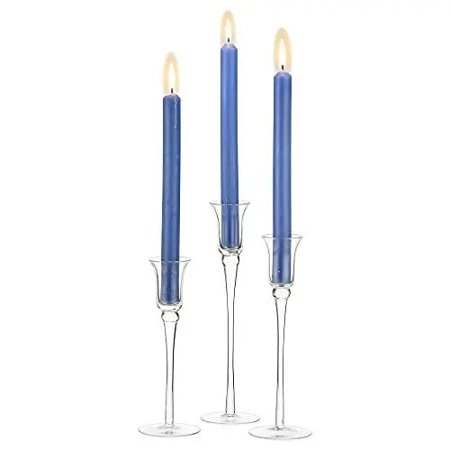 Produktbild: Romadedi Kerzenständer Glas Stabkerzen Kerzenhalter - Kerzen Ständer Kristallglas 3er Set Hohe Modern Tischdeko Wohnzimmer Deko Hochzeit Party Advent Weihnachten 20/23/26cm