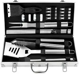 Produktbild: ROMANTICIST 20PCS Edelstahl Grillset für Geschenk - Edelstahl Grillzubehör Set im Aluminium - Professionelle Grillbesteck Koffer für Männer Frauen