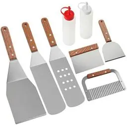 Produktbild: ROMANTICIST 8Pcs Grillspachtel Plancha Kit - Edelstahl Teppanyaki Spachtel für Männer Frauen - Schwerer Edelstahl Grill-Spachtel Männer