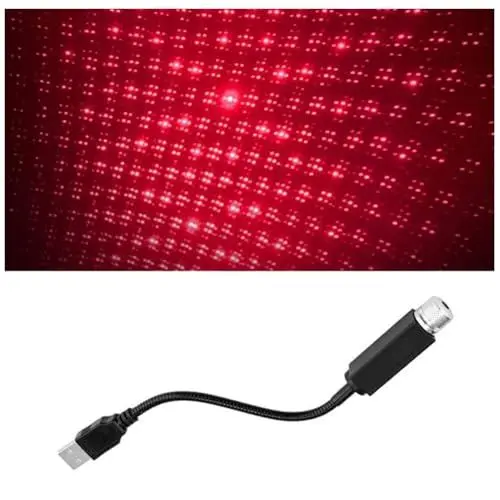 Produktbild: Annadue Romantisches USB Projektorlicht, Flexible USB Nachtlampe, Geeignet für alle Autos, Party, Wohnzimmer, Projektor Deckenstern, Rotlichtlampe