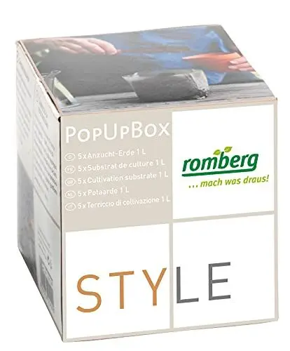 Produktbild: Romberg POPUP Box Anzucht-Erde 1L (Anzuchterde ungedüngt, komprimiert, 5 x 1 Liter) 16291299, Braun