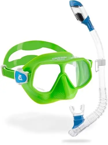 Produktbild: CRESSI Junior Rombo Schnorchelset für Kinder – Unisex Combo mit Tauchmaske und Mini Dry Schnorchel, Komfort Stoffband, Unterwasser Abenteuer Schnorcheln