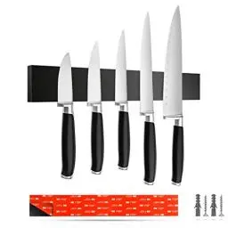Produktbild: Romero Living Magnetleiste Messer schwarz 40cm inkl. hochwertigem Klebeband - selbstklebender Messerhalter aus Silikon - Messerleiste magnetisch zur Montage ohne Bohren!