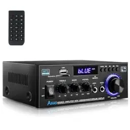 Produktbild: Romicta HiFi-Verstärker AK45 Pro, Mini Bluetooth Stereo-Audioverstärker Receiver 12V/ 220V 600W 2 Kanäle Endverstärker Soundverstärker w/UKW-Radio, SD/USB-Karteneingang, für Zuhause oder Auto