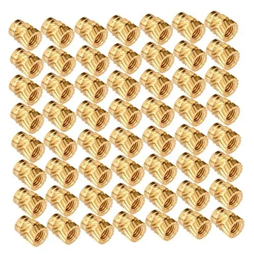 Produktbild: ROMISBABA 100 Stück heiße schmelznuss zwirn dochtfaden goldfarbe Gewindeeinsatz roststop Armaturen Hitze Maschine Hardware-Muttern schrauben Einbettungsmutter Gewindemutter Kupfer Golden