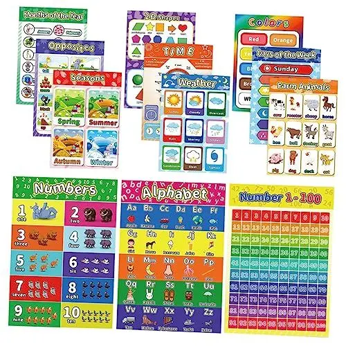 Produktbild: ROMISBABA 1 Satz 12 Stk Poster Pädagogisches Spielzeug Vorschulplakat Kunstplakate Dekorativer Klebebandstift Unterrichtsplakate Elementare Plakate Wandtafeln Für Kleinkinder Papier