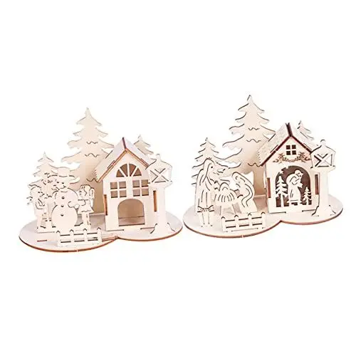 Produktbild: ROMISBABA Weihnachtsdekoration 2 Stück Holzschnitzerei-Ornamente Für Jungen Und Mädchen Weihnachtsbasteldekoration