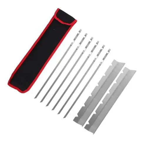 Produktbild: ROMISBABA Grillen Barbecue Tool Set Metall Spieße Für 6-teilige Edelstahl Spieße Sicher Mechanismus Für