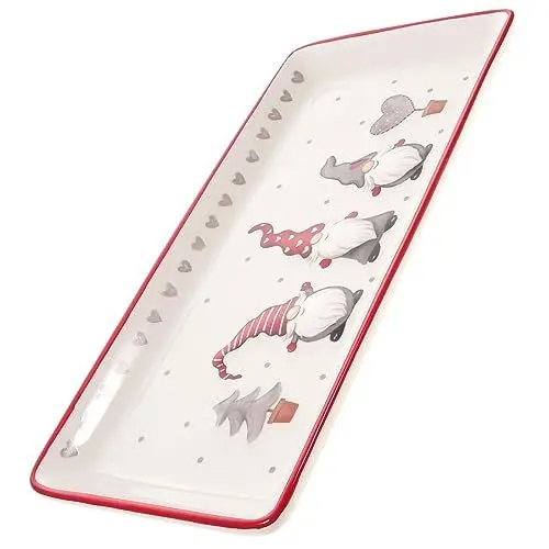 Produktbild: ROMISBABA Servierplatten Weihnachtsmotiv Platte Teller Zum Servieren Von Speisen Salat Dessert Steak Keramikteller Zufällige Farbe