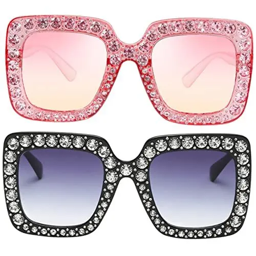 Produktbild: ROMISBABA 2stücke Damen Sonnenbrillen Im Quadratischen Design Stilvolle Und Kreative Brille Für Sommer-events Strände Und Fototermine Für Partys Und Individuellen Look