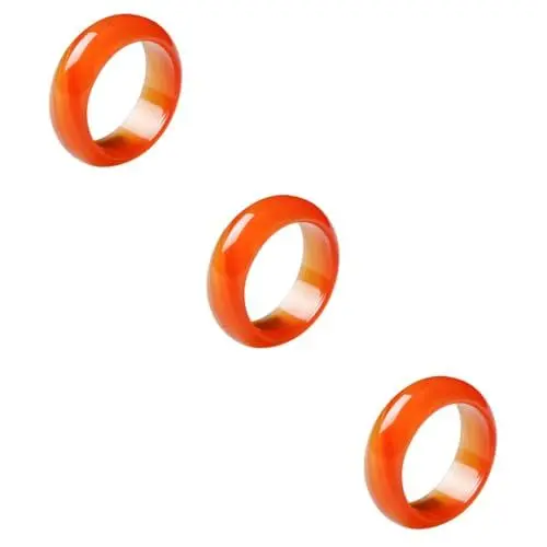 Produktbild: ROMISBABA 3stücke Roter Karneol Für Und Mädchen Natürlicher Bandring Stil Accessoire Für