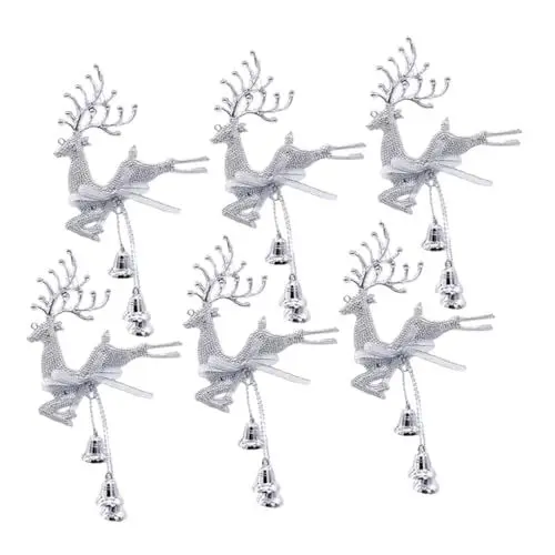 Produktbild: ROMISBABA 6 Stücke Weihnachten Baum Dekorationen Filz Rentier Ornamente Glocke Weihnachten Hängende Dekorationen Für Zu Hause