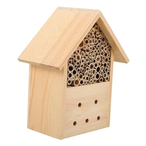Produktbild: ROMISBABA Hängendes Bienenhaus Aus Kreatives Bienenhotel Für Den Garten Naturbelassen Idealer Lebensraum Für Bienen Und Pollinatoren Dekoratives Insektenhaus