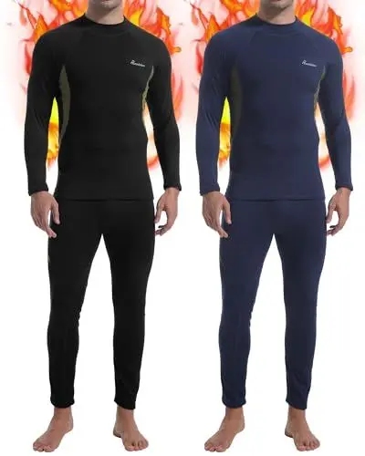Produktbild: romision 2 Pack Thermounterwäsche Herren Funktionsunterwäsche Herren Skiunterwäsche Weich Thermo Unterwäsche Set