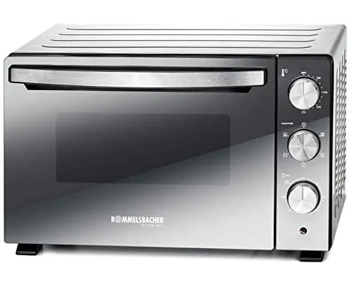 Produktbild: ROMMELSBACHER Back & Grill Ofen BGS 1500 - energiesparend & effizient, Backraum antihaftbeschichtet, 6 Heizarten, Drehspieß, 120 Min. Zeitschaltuhr, Doppelverglasung, silber, 1500 W, Edelstahl