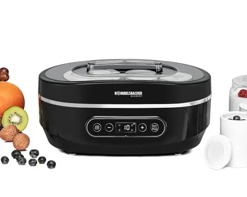 Produktbild: ROMMELSBACHER Joghurtbereiter JG 60 Joya - 4 Programme, elektronische Temperaturregelung, bis 24 Std. einstellbar, automatische Abschaltung, 8 Portionsbecher, 2 XL Glasbehälter