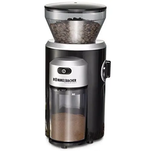 Produktbild: ROMMELSBACHER Kaffeemühle EKM 300 - Kegelmahlwerk aus Edelstahl, Mahlgrad in 12 Stufen, Mengendosierung bis 10 Portionen, Füllmenge Bohnenbehälter 220 g, 150 Watt, schwarz/silber