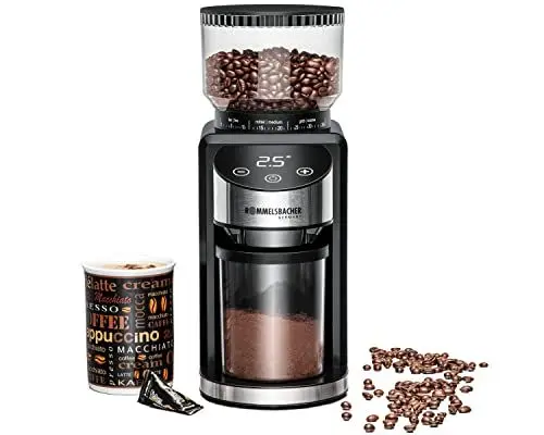 Produktbild: ROMMELSBACHER Kaffeemühle EKM 400 - Kegelmahlwerk, Antistatik-Funktion, 12 Portionen, Halterung für Siebträger, Mahlgrad in 35 Stufen, Bohnenbehälter 220 g, Pulverbehälter, 130 Watt