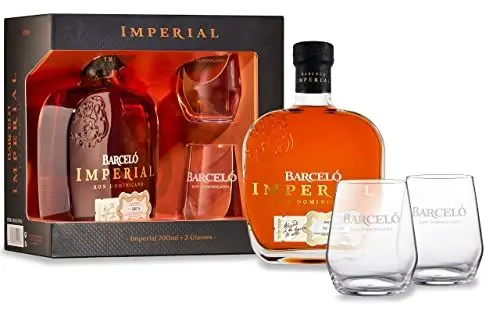 Produktbild: Ron Barceló Imperial Ron Dominicano Rum (1 x 0,7l) 38 % vol. - In edler Geschenkbox mit 2 Nosing Gläsern - Vielfach preisgekrönter, aromatischer Rum, blended in der Dominikanischen Republik