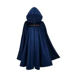 Produktbild: RongXuan Halloween Kostüm Renaissance Umhang mit Kapuze Kostüm Samt Mantel für Männer Frauen Viktorianische Steampunk Mittelalterliche Cosplay Umhang Cape (Blau, 130cm)