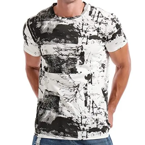Produktbild: RONOMO Herren T-Shirt Street T-Shirt Qualität T-Shirt（FK weiß XL