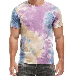 Produktbild: RONOMO Herren Mode Krawatte Dye T-Shirt Casual Print T-Shirt Graffiti T-Shirt(ZR Gelblila L)