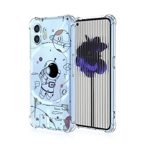 Produktbild: RonRun Hülle für Nothing Phone 2 Handyhülle, mit Schöne Blumen Motiv Stoßfest Transparent Schutzhülle, Kompatibel für Nothing Phone 2 Astronaut