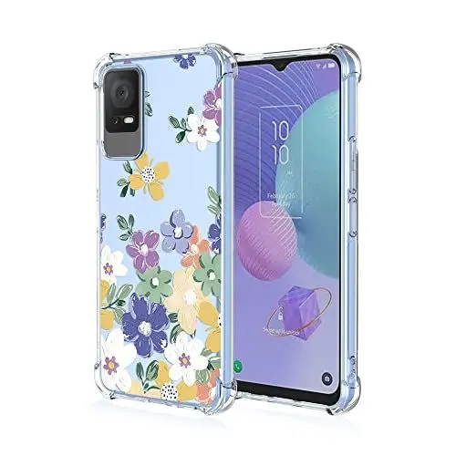Produktbild: RonRun Hülle für TCL 403 Handyhülle, mit Schöne Blumen Motiv Stoßfest Transparent Matt Schutzhülle, Kompatibel für TCL 403 Blumen