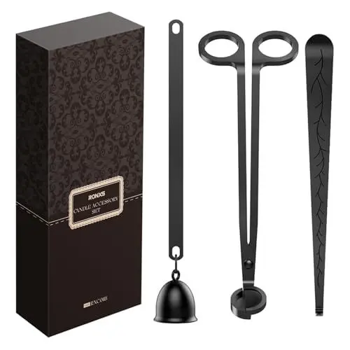 Produktbild: RONXS Kerzenzubehör Set 3 in 1, Dochtschere Kerzenlöscher und Docht-Dipper, Candle Wick Trimmer mit Geschenkpaket für Kerzenliebhaber