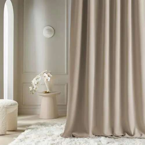Produktbild: ROOM99 Vorhang mit Kräuselband Aura 180 x 280 cm Breite x Höhe Schiebegardinen Modern Curtain Wohnzimmer Schlafzimmer Beige, 1 Stück