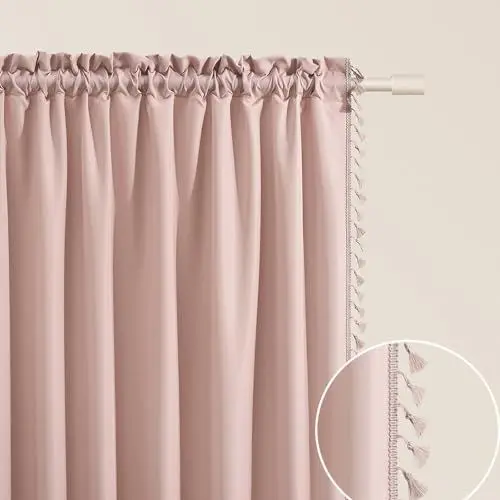 Produktbild: ROOM99 Vorhang mit Kräuselband Lara 140 x 250 cm Breite x Höhe Schiebegardinen Modern Curtain Wohnzimmer Schlafzimmer Puderrosa, 1 Stück