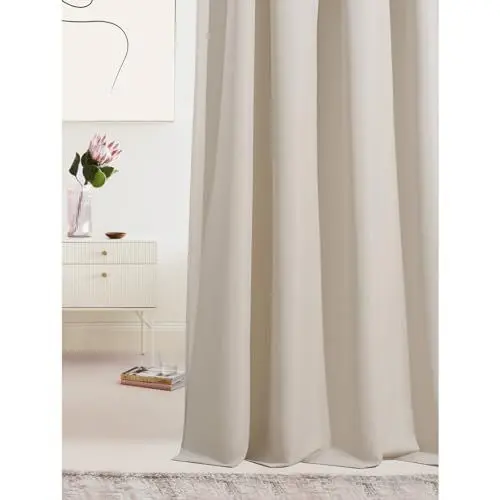 Produktbild: ROOM99 Vorhang mit Ösen Laurel 140 x 250 cm Breite x Höhe Verdunkelung Blickdicht Schiebegardinen Curtain Wohnzimmer Schlafzimmer Hellbeige, 1 Stück