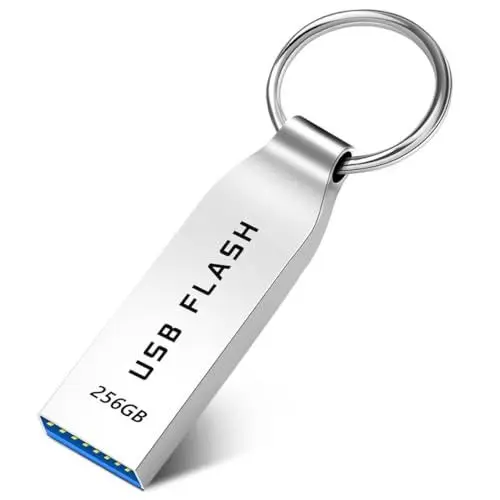 Produktbild: Roowike USB Stick 256GB Speicherstick USB 3.0 Wasserdichter USB-Sticks Metall Memory Stick Hohe Kapazität USB-Flash-Laufwerk 256GB mit Schlüsselring für PC, Tablet, Computer, Laptop