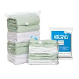 Produktbild: Roqao Würfel Vakuumbeutel für Kleidung, 5er Pack (100x80x38 cm) Vakuumbeutel für Bettdecken, Decken, Bettwäsche, Staubsauger-kompatibel mit Platzersparnis Vakuum Kleiderbeutel