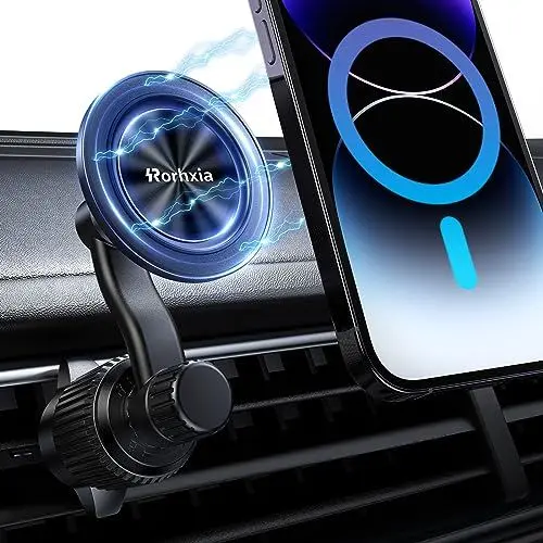 Produktbild: Rorhxia Handyhalterung Auto Magnet (Stärkst 20x N55 Magnet) Für MagSafe Autohalterung 360° Drehbar (Hakenclip + Verlängerungsarm) Magnetisch Handyhalter Auto für iPhone 15 Pro Max 14 13 Samsung Pixel