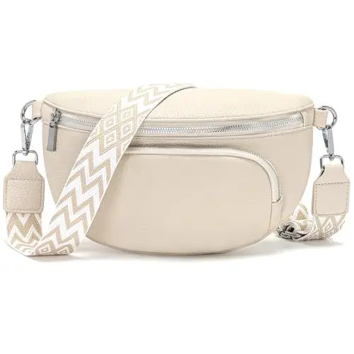 Produktbild: Rorimyth Bauchtasche Damen Beige Gürteltasche Damen Crossbody Bag Damen Handtasche Damen Brusttasche Damen Hüfttasche Damen Umhängetasche Damen Klein