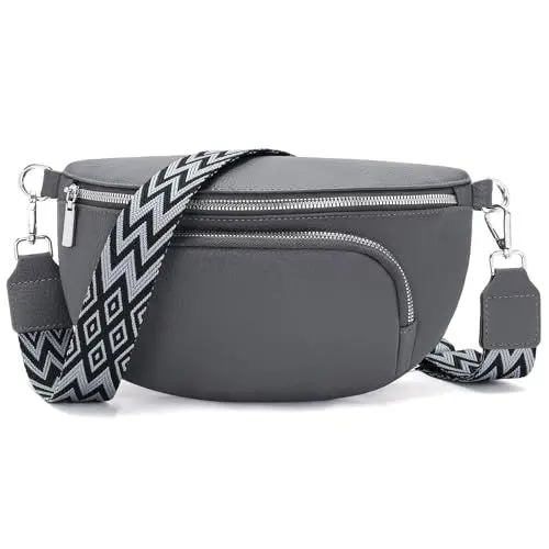 Produktbild: Rorimyth Bauchtasche Damen Dunkelgrau Handtasche Damen Umhängetasche Damen Crossbody Bag Damen Gürteltasche Damen Brusttasche Damen Hüfttasche Damen