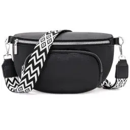 Produktbild: Rorimyth Bauchtasche Damen Schwarz Umhängetasche Damen Klein Handtasche Damen Crossbody Bag Damen Gürteltasche Damen Brusttasche Damen Hüfttasche Damen