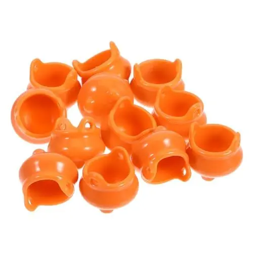 Produktbild: RORPOIR Halloween-Mini-Eimer Trick-or-Treat-Topf 12 Stück Spielzeug-Süßigkeitenschale stabiler Kunststoff-Kessel Süßigkeitenhalter Kinder-Halloween-Süßigkeitenbehälter orange dekorativ