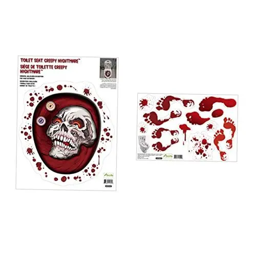 Produktbild: HOMSFOU 1 Satz Halloween-scharlachroter Schädel-toiletten-aufkleber Wc-schüssel-sitz Toilettendekoration Aufkleber Kreative Badezimmeraufkleber Toilettensitz Aufkleber Totenkopf-aufkleber