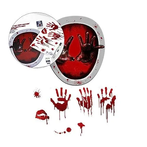 Produktbild: RORPOIR Halloween Dekorativer Toilettensitz-aufkleber Handabdruck Für Badezimmer Realistischer Pvc-klebeaufkleber 1 Packung