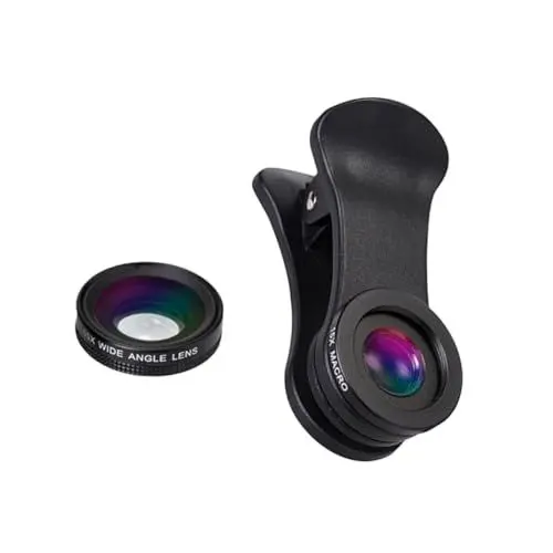 Produktbild: RORPOIR 2-in-1-kameraobjektiv-set Für Mobiltelefone 0 65-facher Weitwinkel 15-facher Makro-Clip-on-telefonzubehör Schwarz