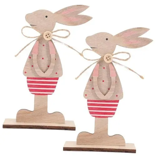 Produktbild: RORPOIR 2 Stück Osterdekorationen Dekorative Requisiten Dekoratives Tischschild Tischdekorationen Osterhasen Tischschild Holzschild Holz