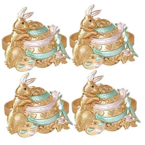 Produktbild: RORPOIR 4 Stücke Ostern Bunny Serviette Decor Serviette Schnalle Für Tisch