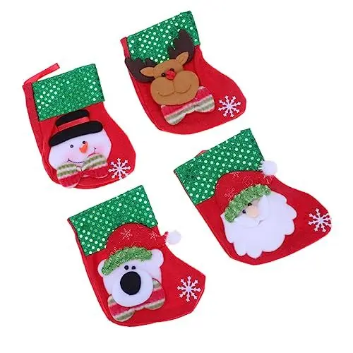 Produktbild: RORPOIR Weihnachtsstrumpfbeutel-Ornamente Weihnachtsmann Schneemann Hirsch Süßigkeitensocken Hängende Strümpfe Goldener Buchstabe Dekoratives Spielzeug Für Jungen Und Mädchen