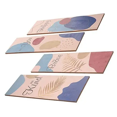 Produktbild: RORPOIR 4 Triptychon Holzarbeiten country style dekoration schlafzimmer Wandtafel Böhmen Wanddekoration im Badezimmer Holzschild Polsterbesatz hängender Plaketten-Anhänger Haushalt