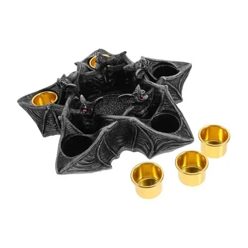 Produktbild: RORPOIR Halloween Bat Teelichthalter Harz Gothic Handwerk Teelicht Kerzenständer Für
