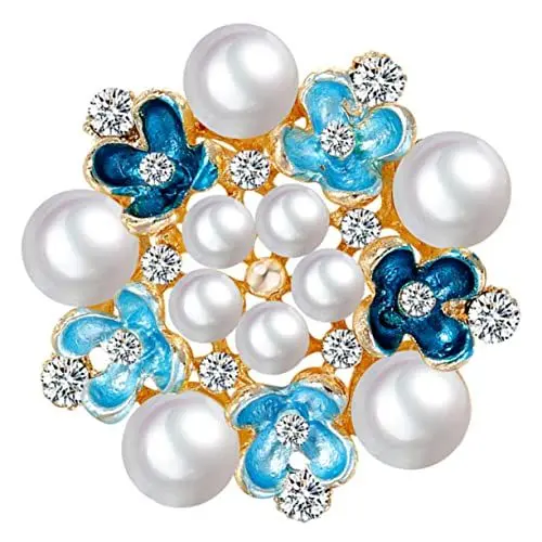 Produktbild: RORPOIR Blumen Brosche mit Künstlichen Perlen und Strass Anstecknadel für Kleidung für Frauen und Mädchen für Besondere Anlässe und Festliche Anlässe